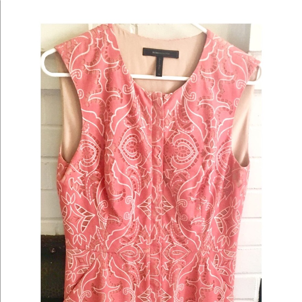 BCBG pink floral pattern cocktail dress